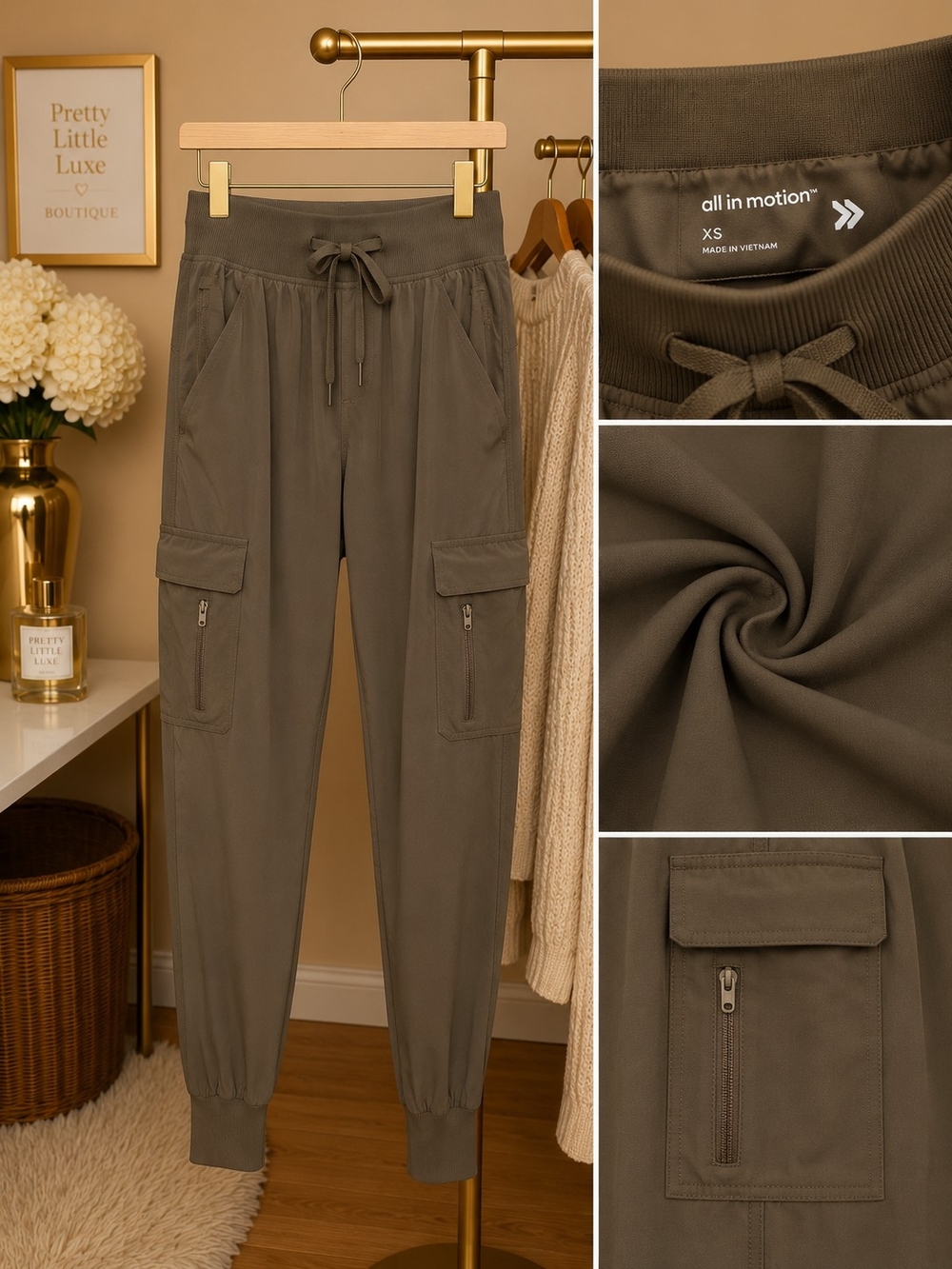 All In Motion Olive Cargo Joggers XS